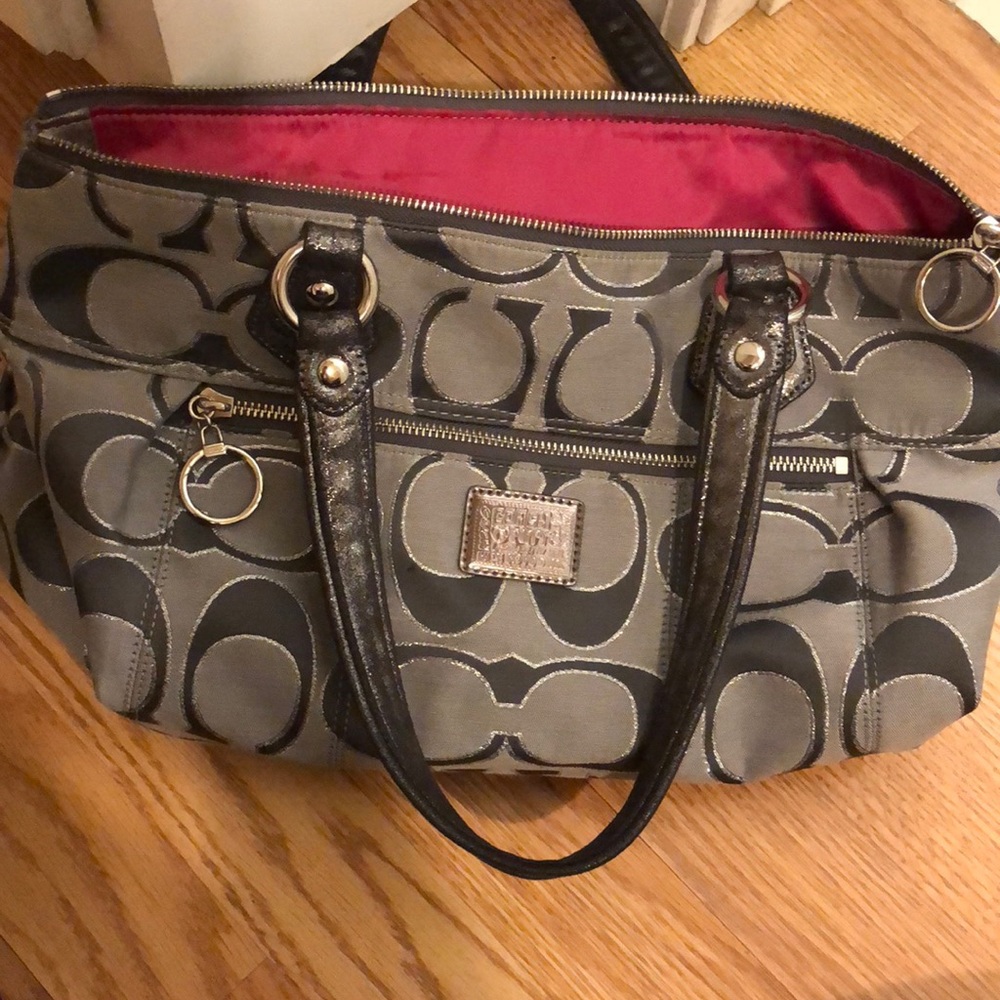 Coach Gray and Black Tote Bag